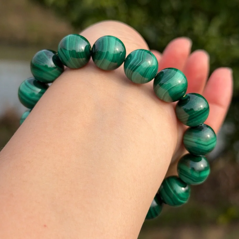 13mm stretchable high quality malachite bracelet 1088
